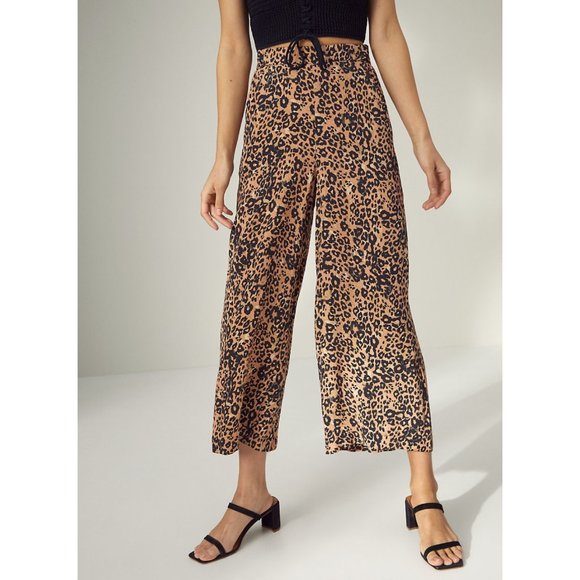 Aritzia Pants - Aritzia Wilfred Faun Leopard-Print Wide Leg Pant